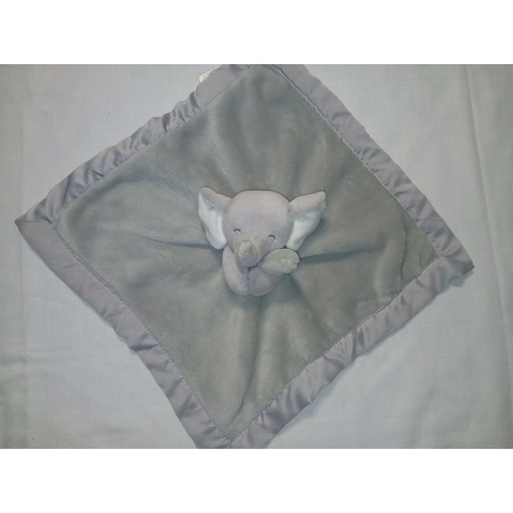 Carters Gray Elephant Holding Blanket Lovey Security Soother Satin Trim